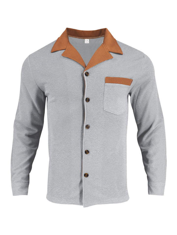 Men's stylish long-sleeve shirt with textured design and practical chest pocket Lisslune