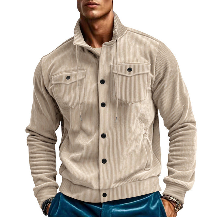 Men's stylish cord jacket with adjustable collar and practical chest pockets Lisslune