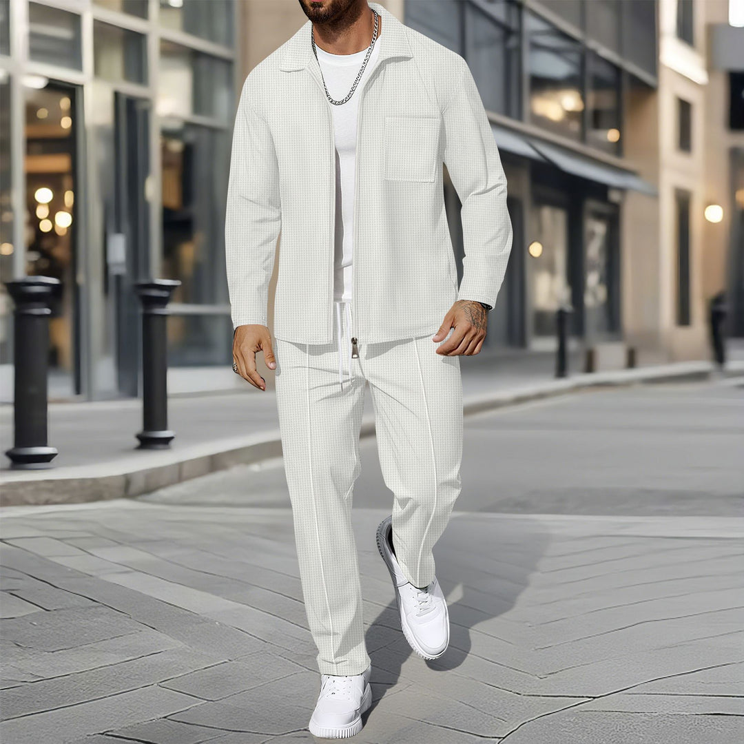 Men's sporty leisure set with zipper and practical pockets Lisslune