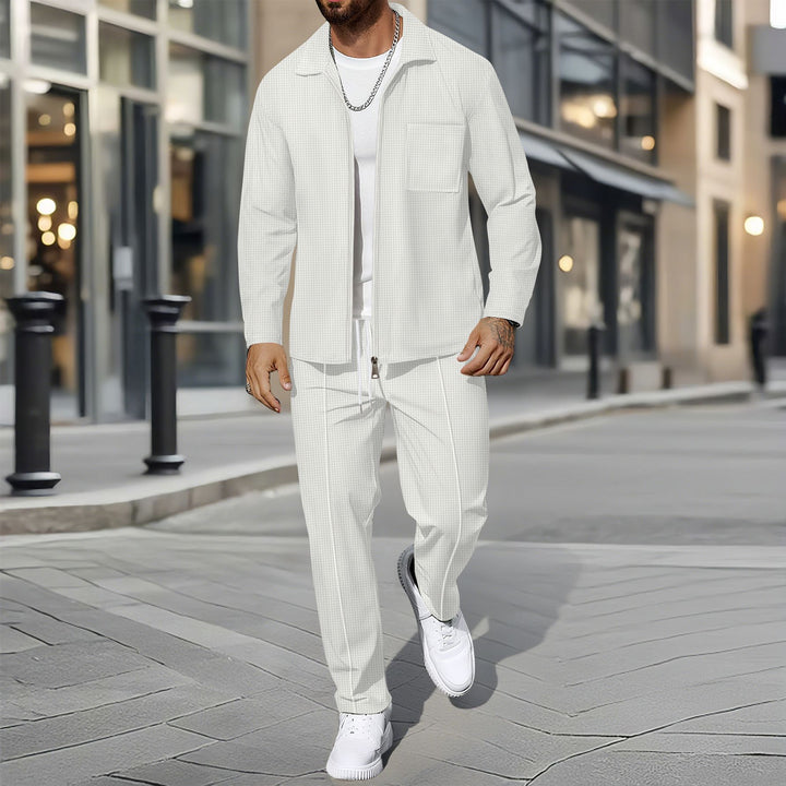 Men's sporty leisure set with zipper and practical pockets Lisslune