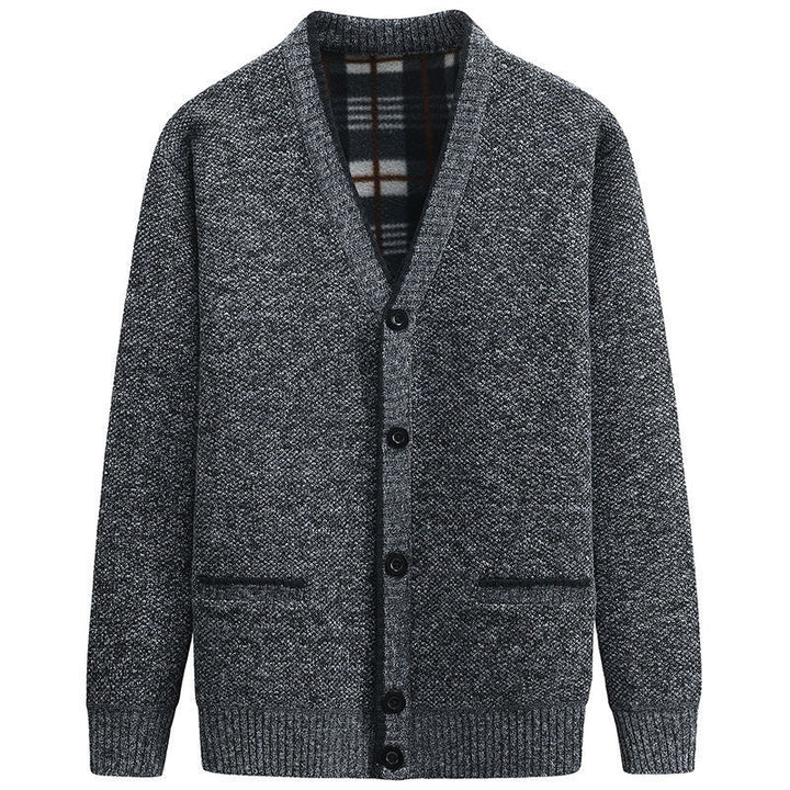 Men's cardigan with V-neck and high-quality details Lisslune