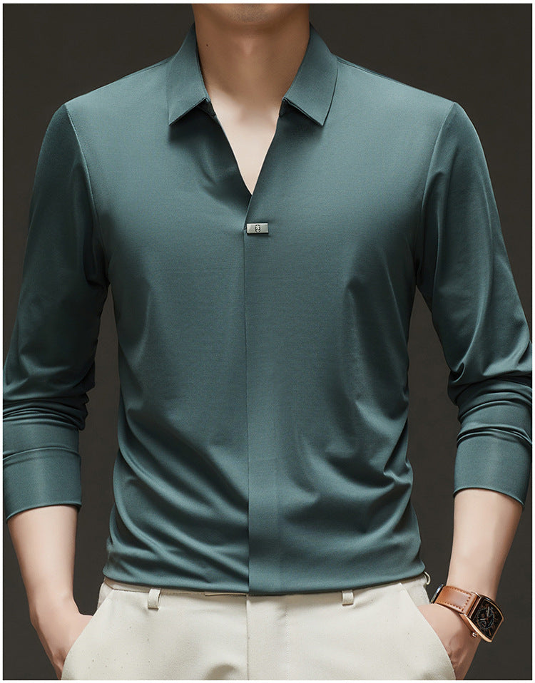 Men's Slim-Fit Long Sleeve Shirt made of high-quality functional fiber Lisslune