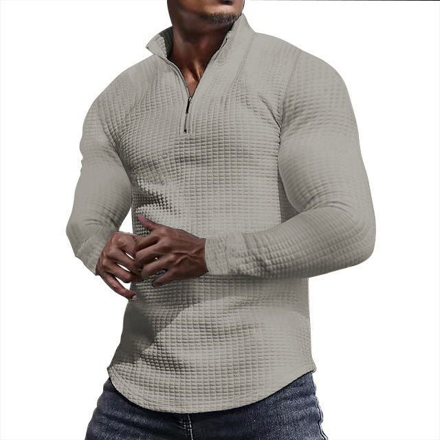 Men's functional shirt with high collar and textured design Lisslune