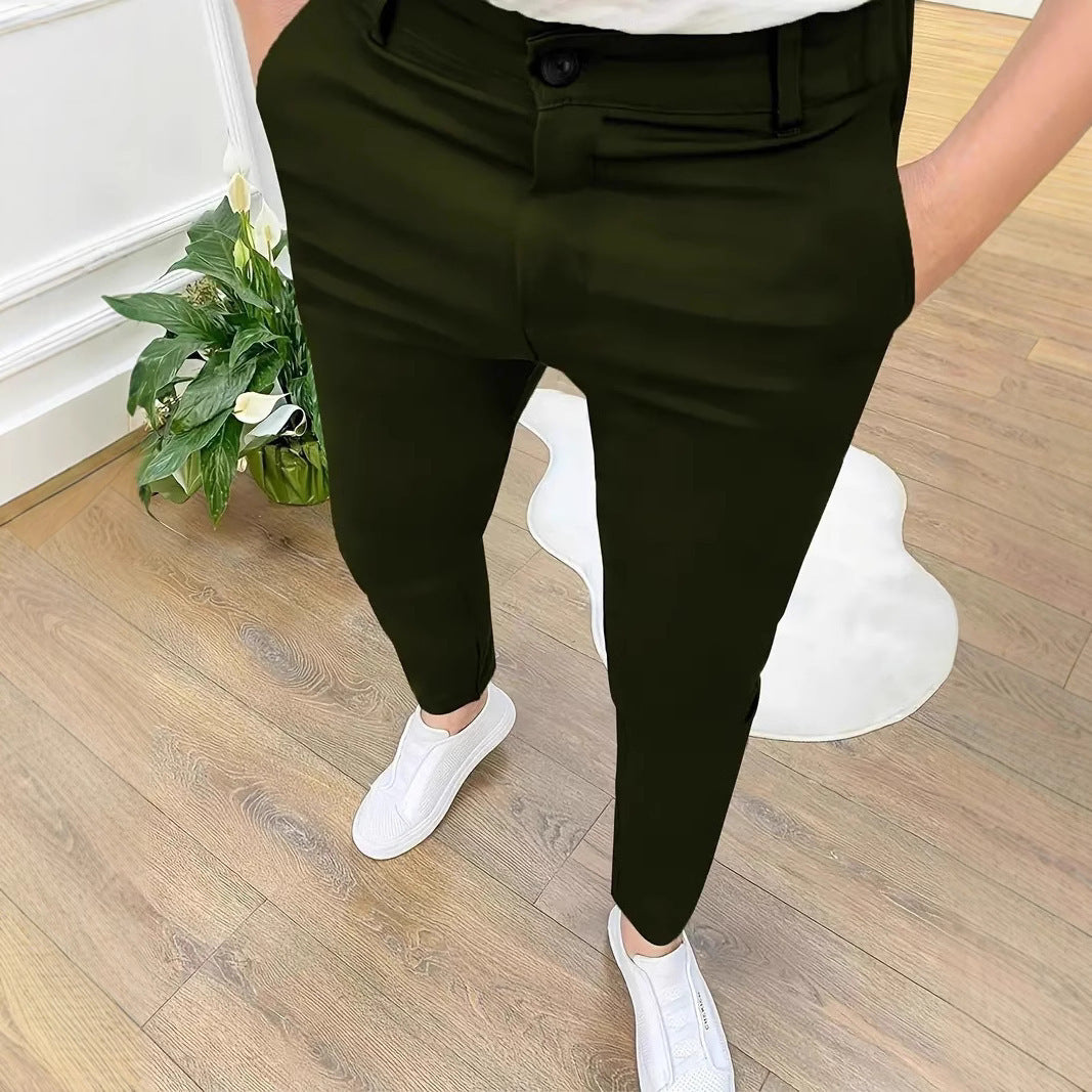 Men's Fashion Slim-Fit Pants with Elastic Waistband and Practical Pockets Lisslune