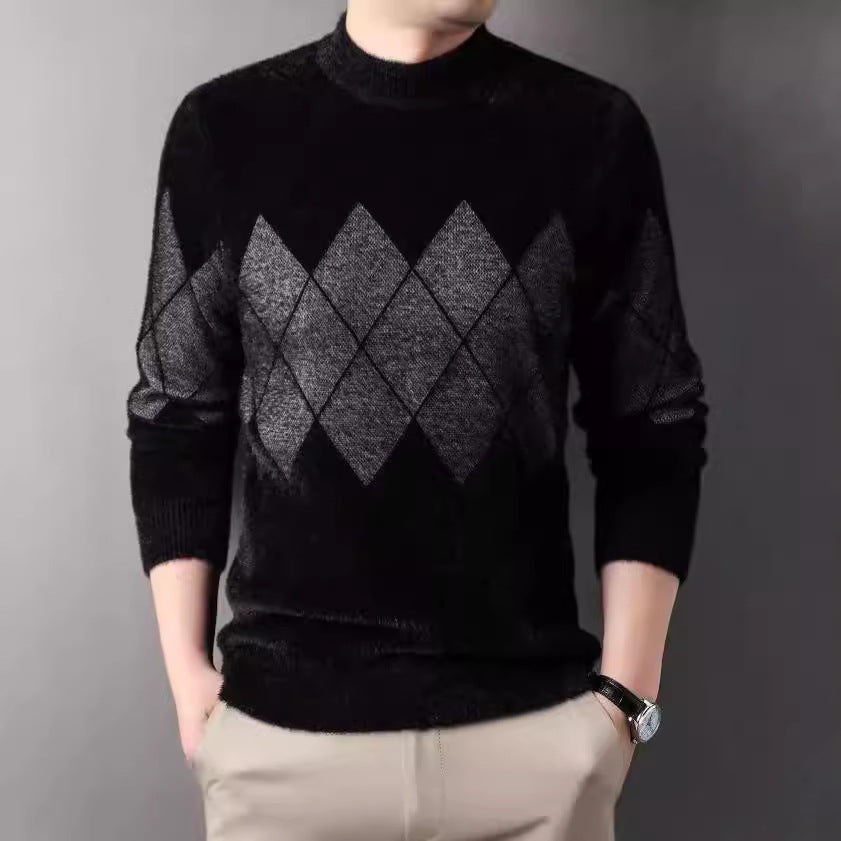 Men's stylish sweater with decorative diamond pattern Lisslune