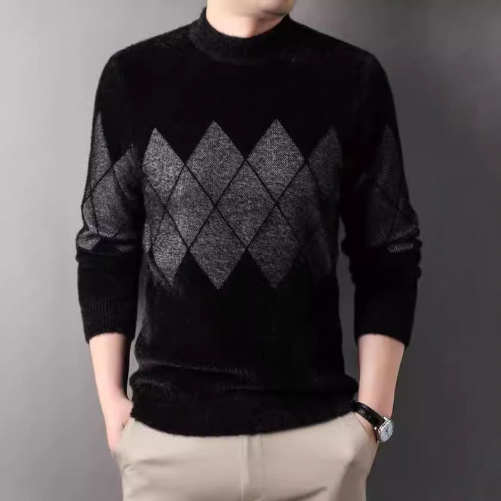 Men's stylish sweater with decorative diamond pattern Lisslune