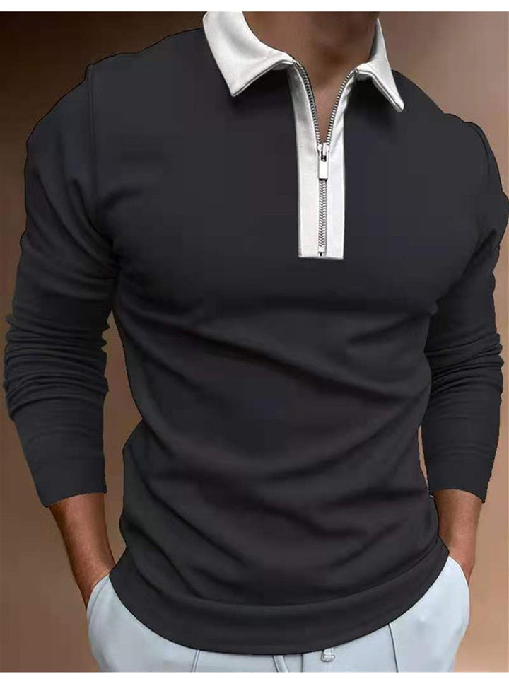 Men's sweatshirt with modern half zipper and stylish polo collar Lisslune