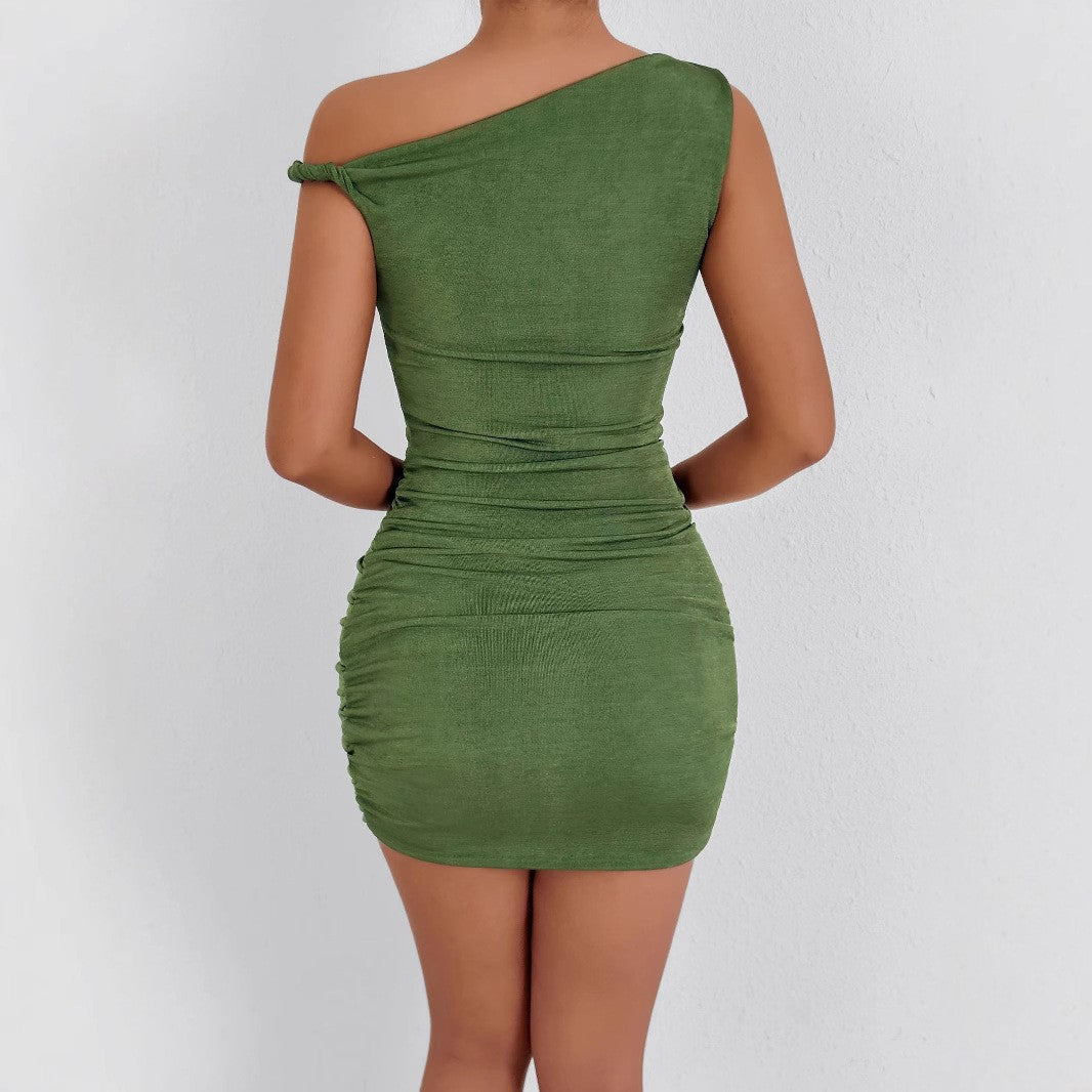Damen Glamouröses Wickelminikleid mit asymmetrischem Ausschnitt und raffinierten Rüschendetails Lisslune