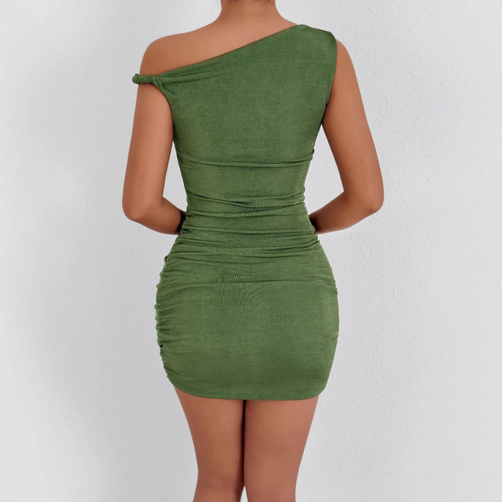 Damen Glamouröses Wickelminikleid mit asymmetrischem Ausschnitt und raffinierten Rüschendetails Lisslune