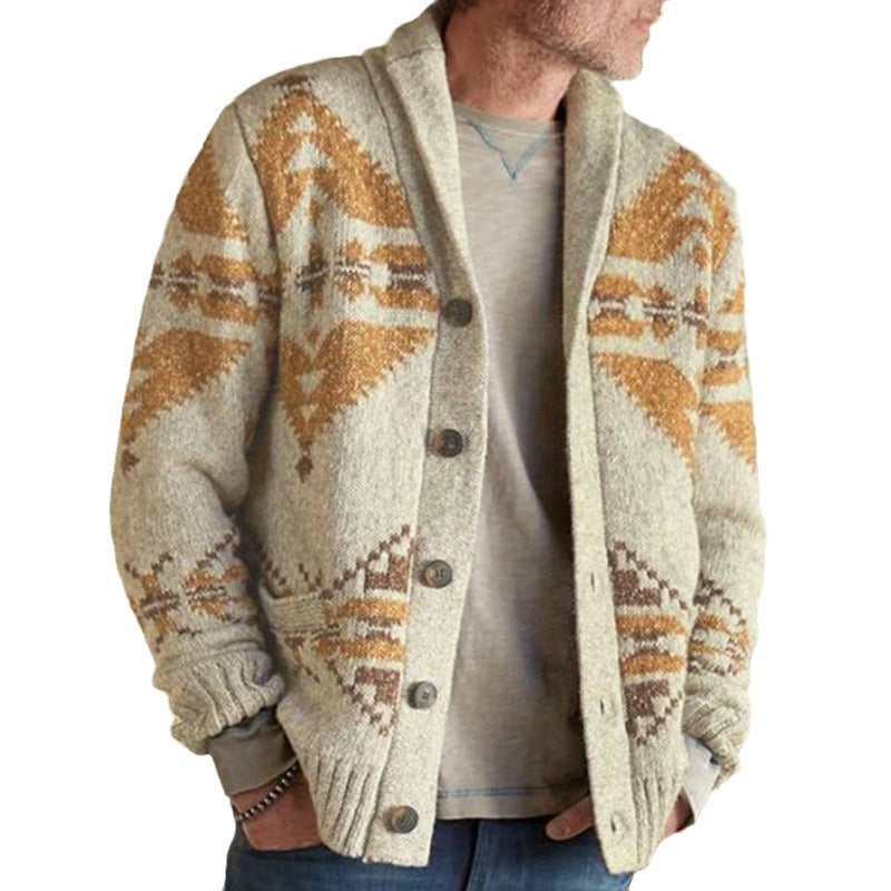 Men's cardigan with geometric pattern and a soft, warming lining Lisslune