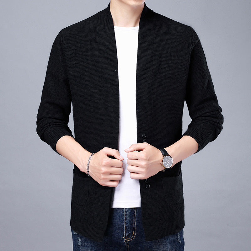 Men's cardigan with casual shawl collar and patch pockets Lisslune