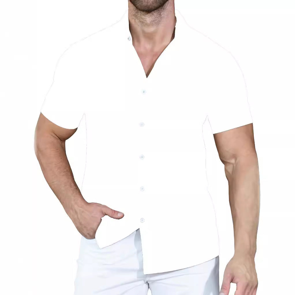 Men's short-sleeve shirt made of high-quality cotton with practical chest pocket Lisslune