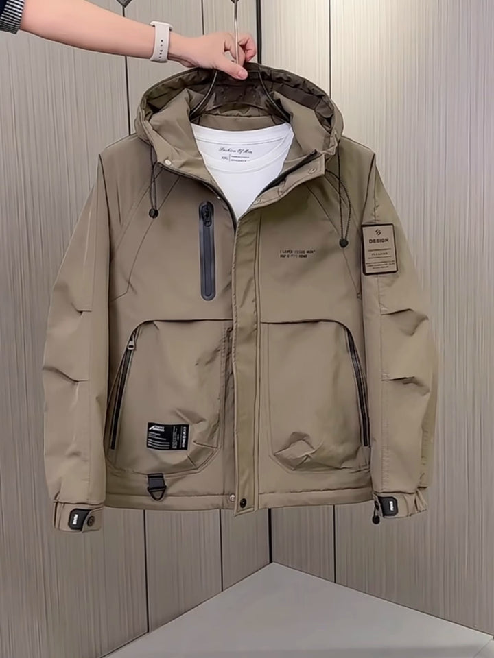 Men's Multifunctional Outdoor Jacket with Insulating Hood and Practical Zipper Lisslune