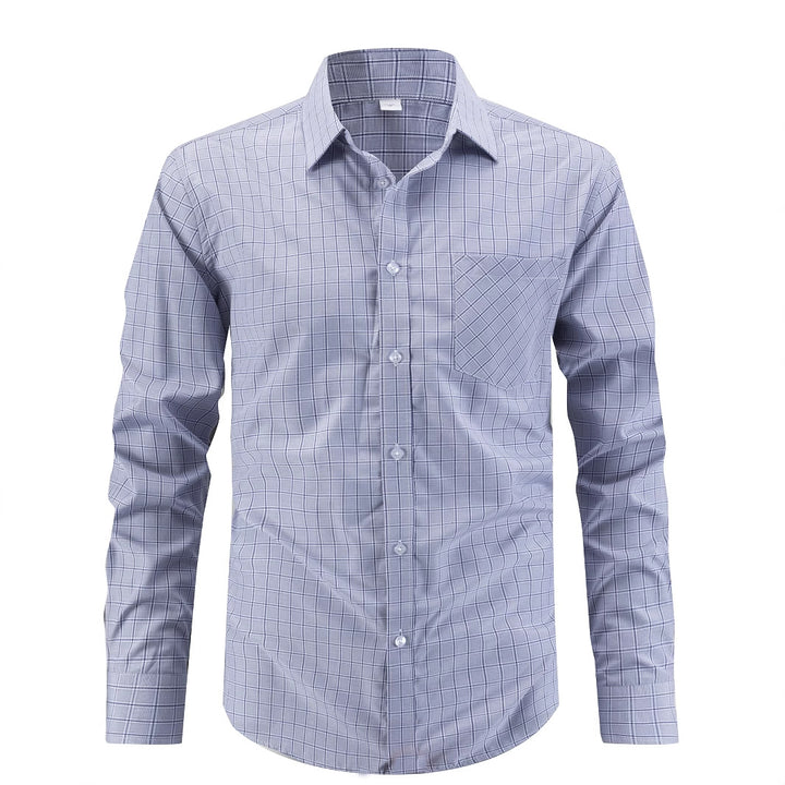 Men's elegant long-sleeve shirt with modern check design Lisslune