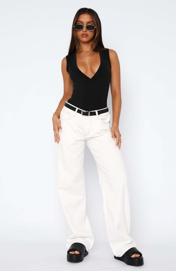 Women's casual wide jeans with high waistband and trendy cut Lisslune