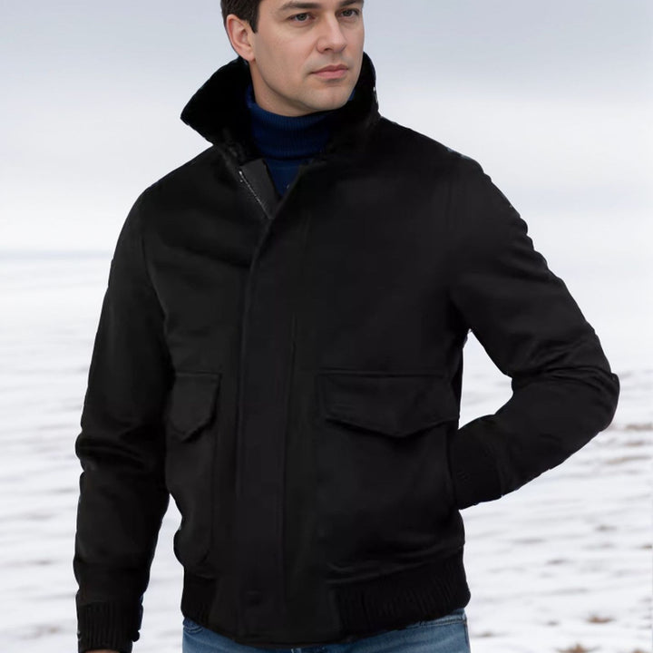 Men's fashionable bomber jacket with warm collar Lisslune