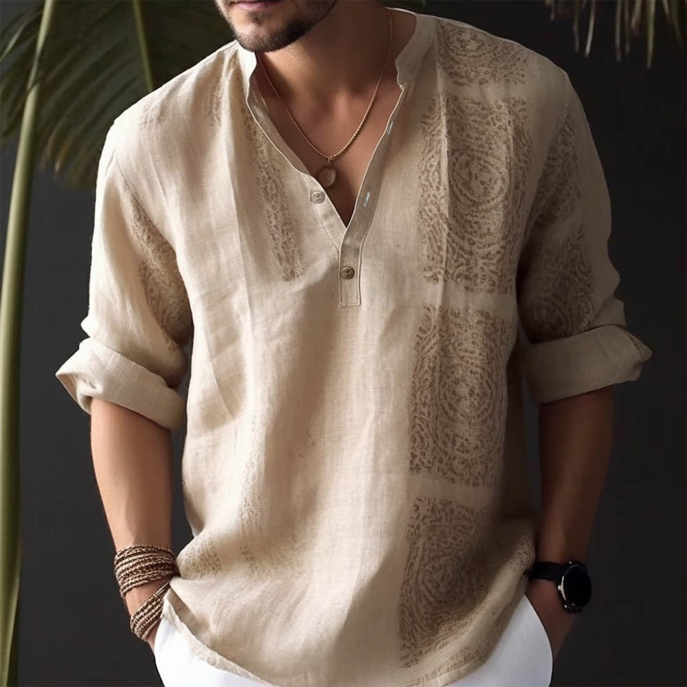 Men's linen shirt with stylish button details Lisslune