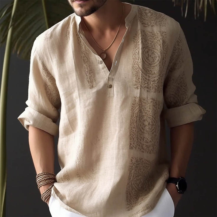 Men's linen shirt with stylish button details Lisslune