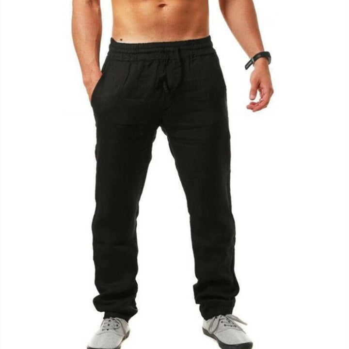 Men's Airy Linen Pants with Elastic Waistband and Practical Side Pockets Lisslune