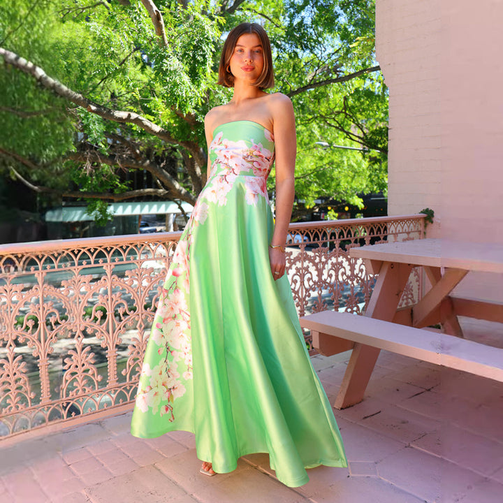 Ladies ball gown with floral top and flowing skirt Lisslune