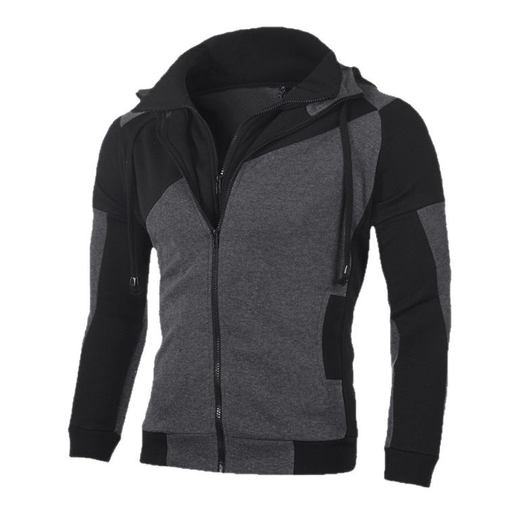 Men's sporty hooded jacket with fashionable color block design Lisslune