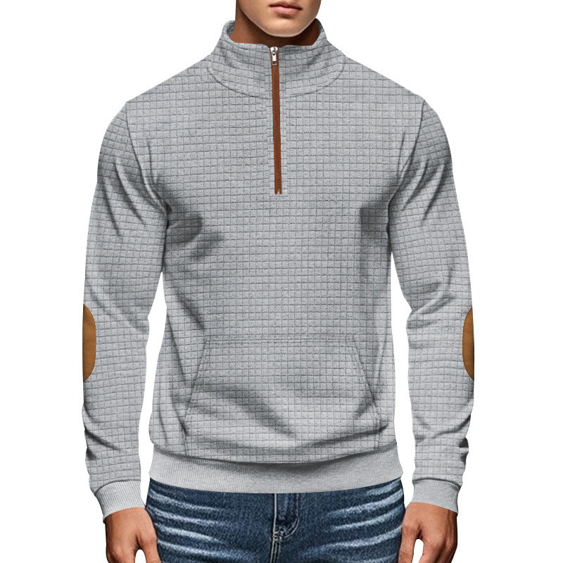 Men's sporty sweater with half zipper and structured surface Lisslune