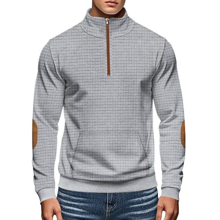 Men's sporty sweater with half zipper and structured surface Lisslune