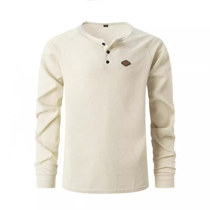 Men's Long Sleeve Henley Shirt with Textured Fabric and Fashionable Button Details Lisslune