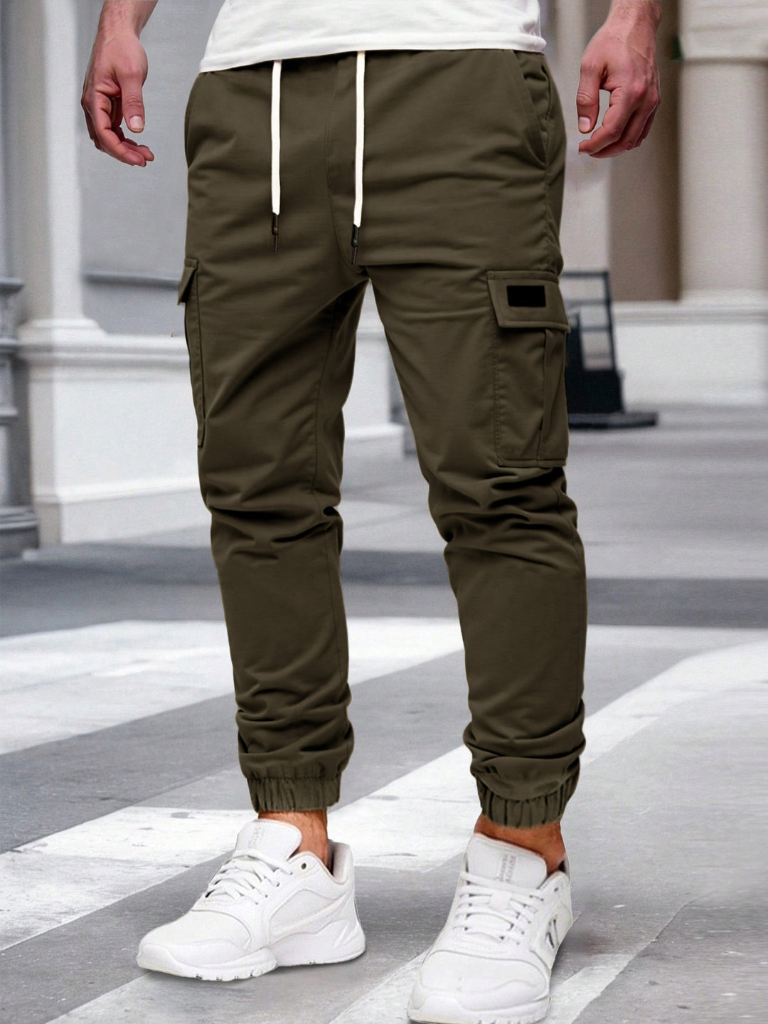 Men's Cargo Joggers with Elastic Waistband and Several Practical Pockets Lisslune