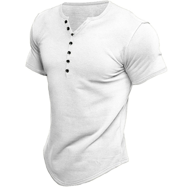 Men's short sleeve shirt with modern Henley neckline and stylish button details Lisslune