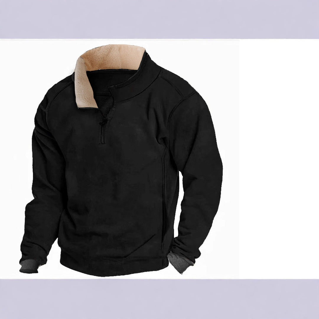 Men's fleece pullover with full zip and contrasting collar Lisslune