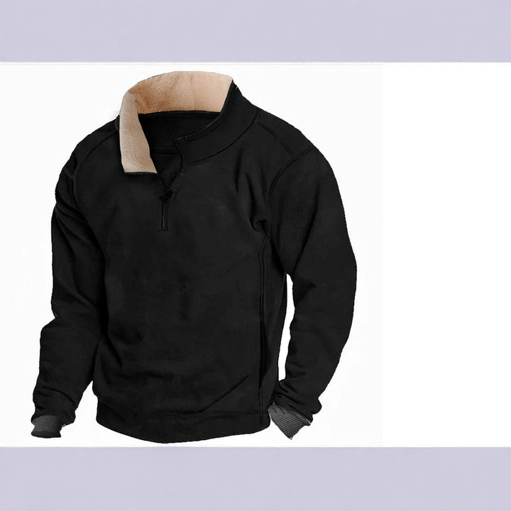Men's fleece pullover with full zip and contrasting collar Lisslune