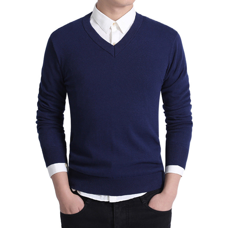 Men's fashionable V-neck sweater made of soft cotton Lisslune