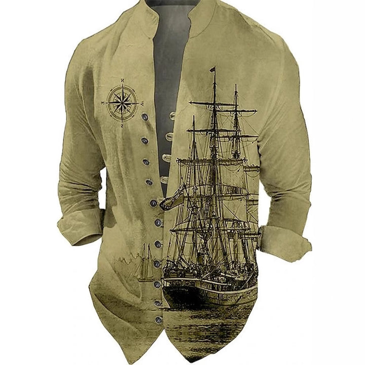 Men's vest with nostalgic maritime ship design Lisslune