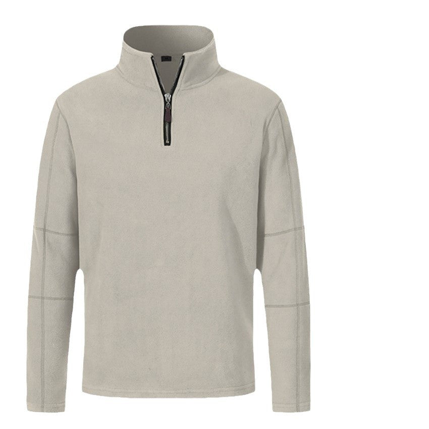 Men's fleece pullover with half zipper and high collar Lisslune