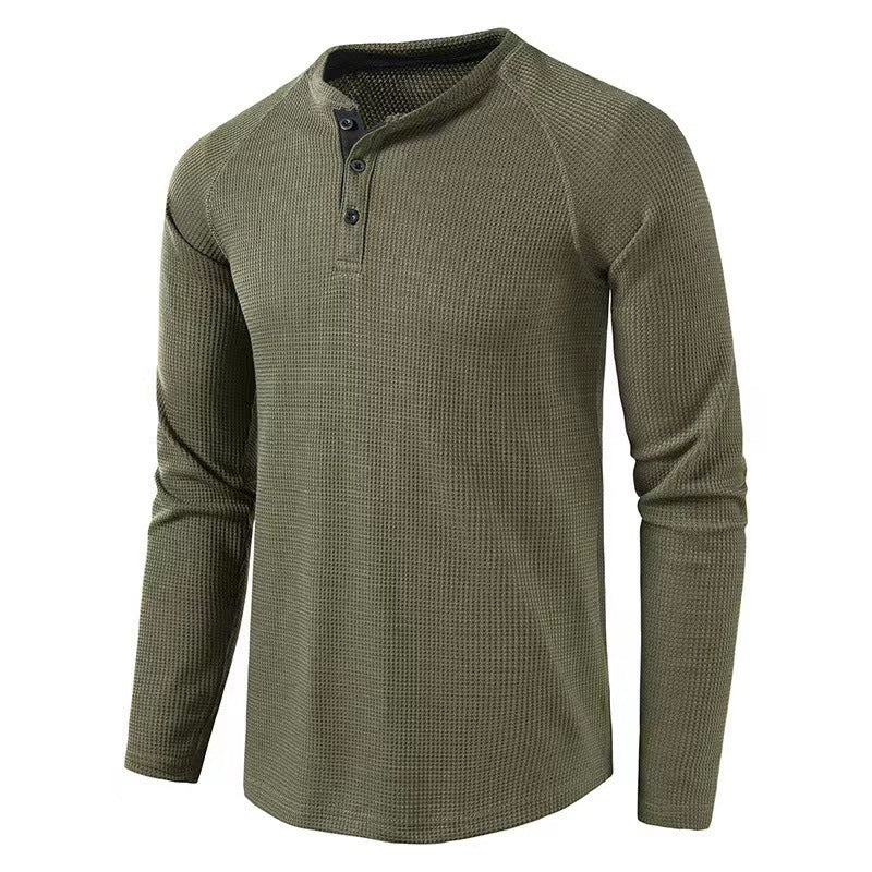 Men's long-sleeved shirt with textured design and elegant stand-up collar Lisslune