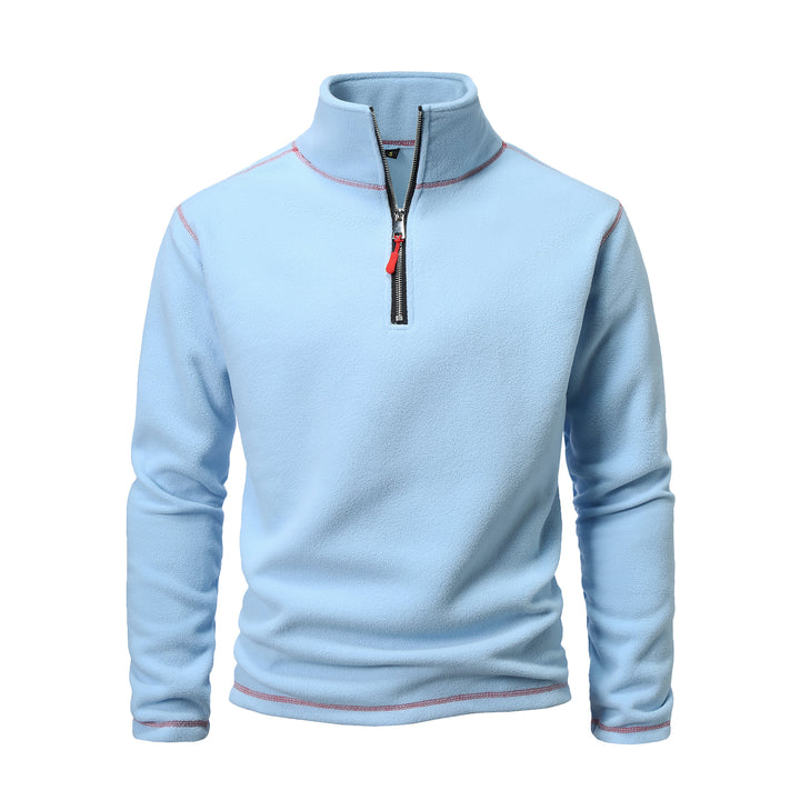 Men's fleece pullover with high collar and half zip Lisslune