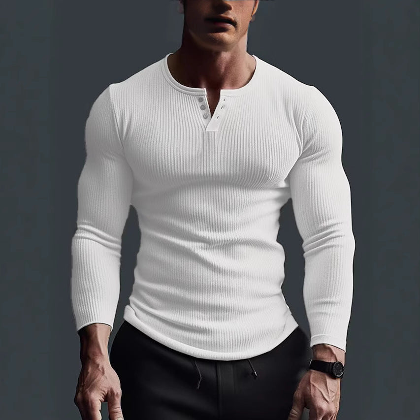 Men's Long Sleeve Button Shirt in Modern Rib Design Lisslune