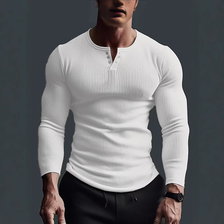 Men's Long Sleeve Button Shirt in Modern Rib Design Lisslune