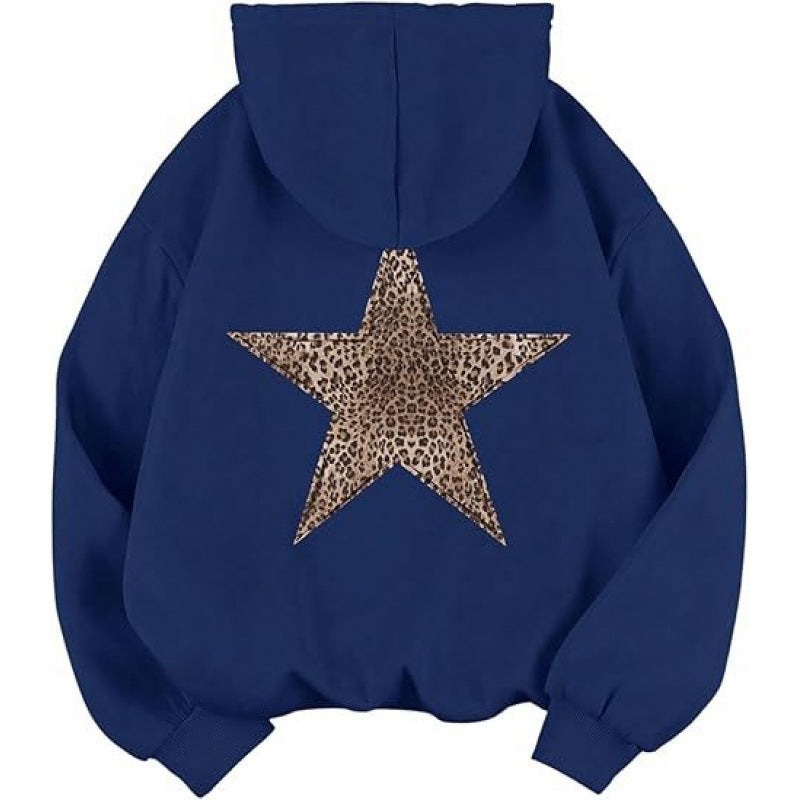 Women's hoodie with stylish leopard star design and relaxed fit Lisslune