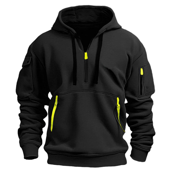 Men's sporty hoodie with practical zip pockets and high collar Lisslune