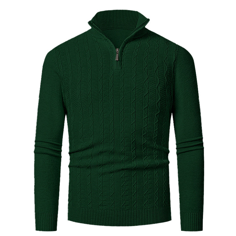 Men's knit sweater with high collar and fine cable design Lisslune