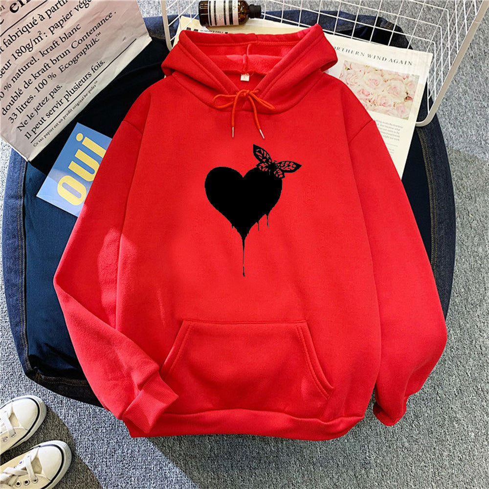 Women's Hoodie with Creative Heart Design Lisslune