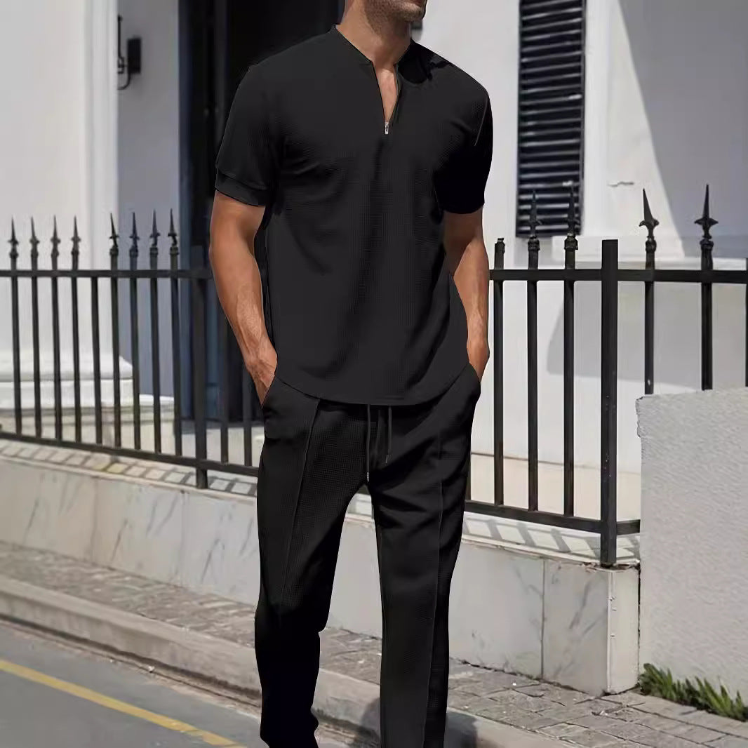 Men's sporty two-piece outfit with modern zipper and breathable materials Lisslune