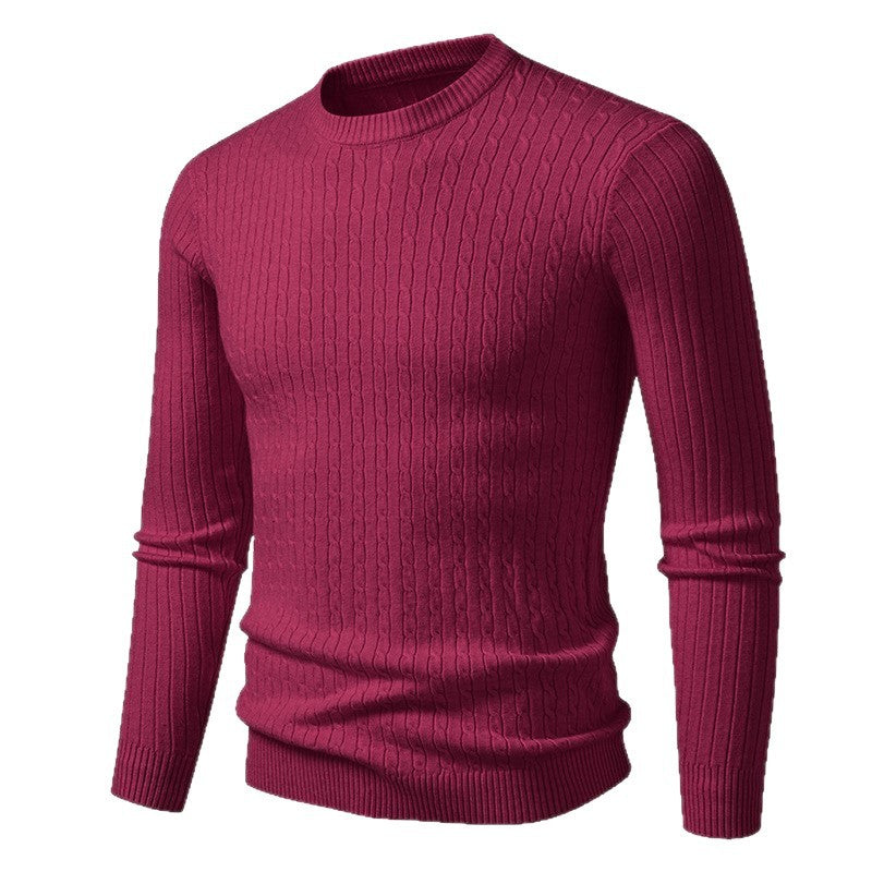Men's chunky knit sweater with elegant cable pattern Lisslune