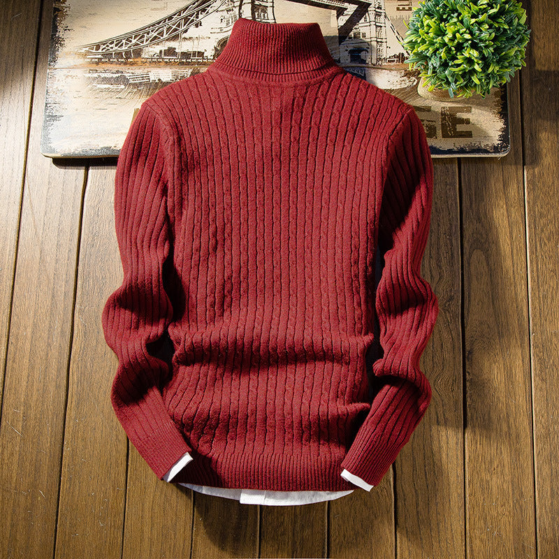Men's knitted sweater with high collar and textured design Lisslune