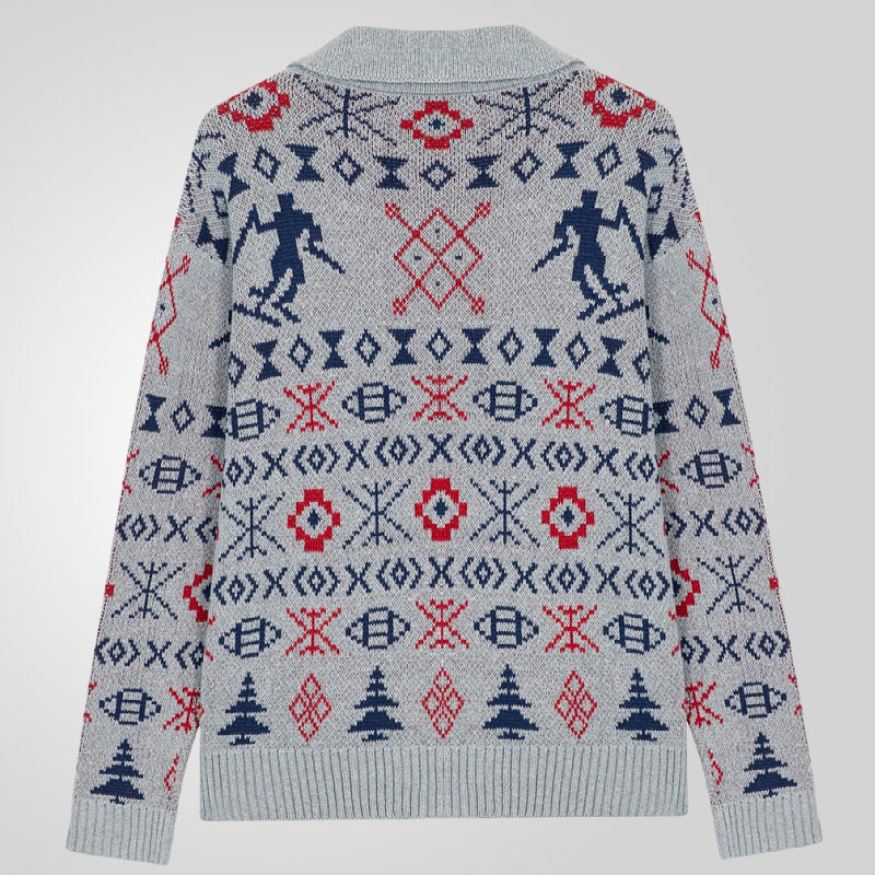 Men's cardigan with traditional pattern and warm inner lining Lisslune