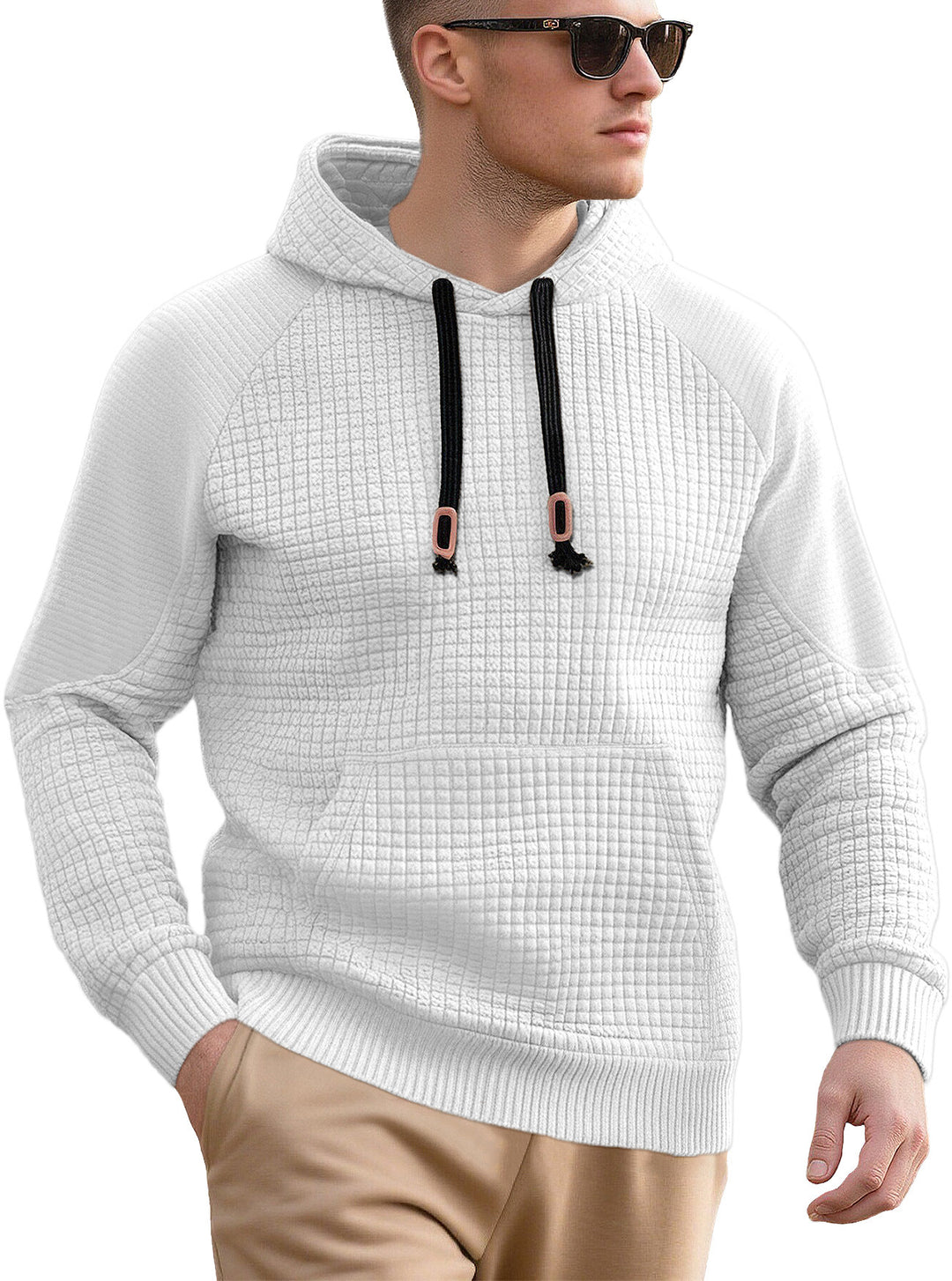 Men's sporty hooded sweatshirt with innovative structured design and practical drawstrings Lisslune