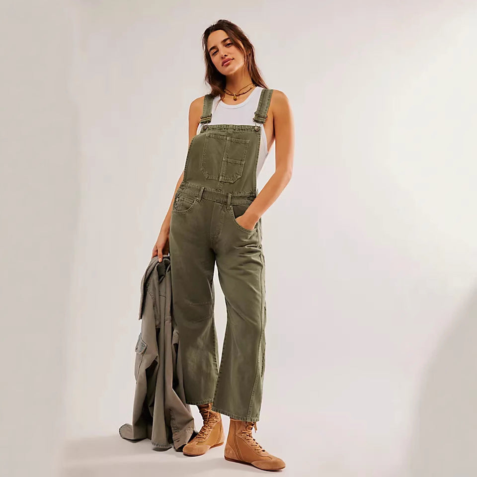 Women's casual denim overalls in a modern cut with adjustable straps Lisslune