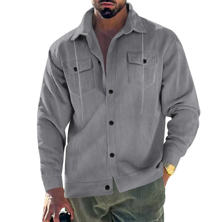 Men's Cord Jacket with Practical Pockets and Classic Cut Lisslune